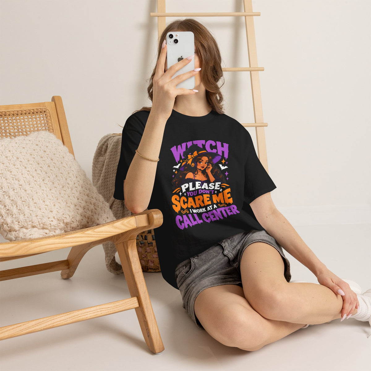 Witch Please You Don't Scar me Halloween Call Center T-Shirt